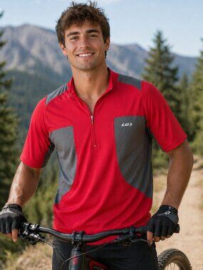 Louis Garneau Cycle Mountain Bike Top Shirt Jersey Sz XL Red Gray Athletic Wear